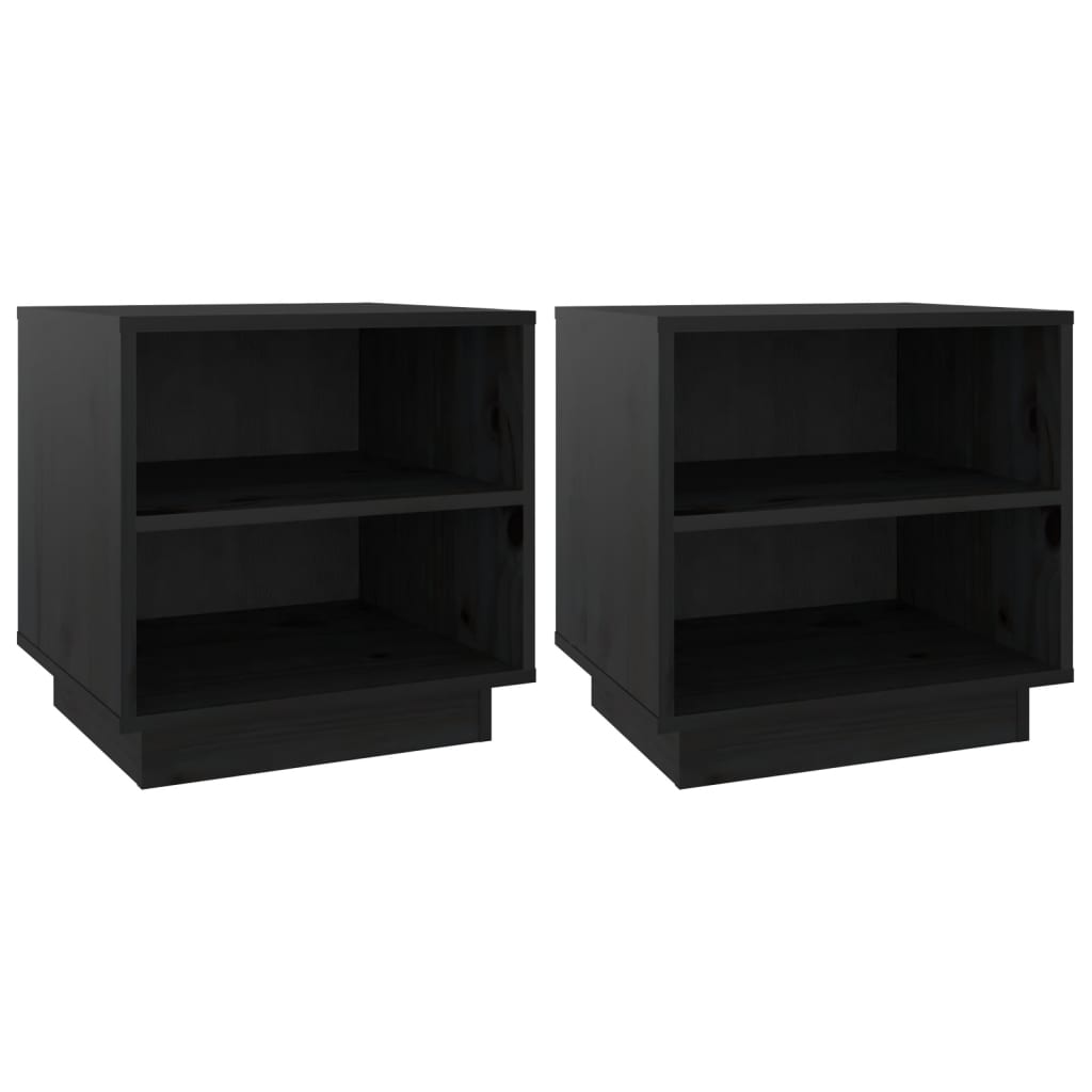 Tables de chevet 2 pcs Noir 40x34x40 cm Bois de pin solide