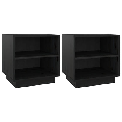 Tables de chevet 2 pcs Noir 40x34x40 cm Bois de pin solide