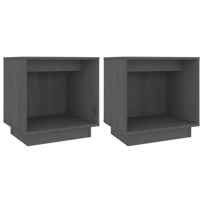 Tables de chevet 2 pcs Gris 40x30x40 cm Bois de pin solide