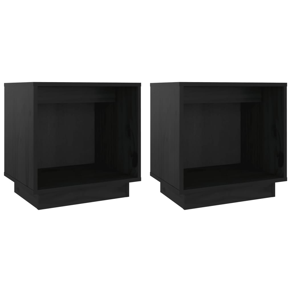 Tables de chevet 2 pcs Noir 40x30x40 cm Bois de pin solide