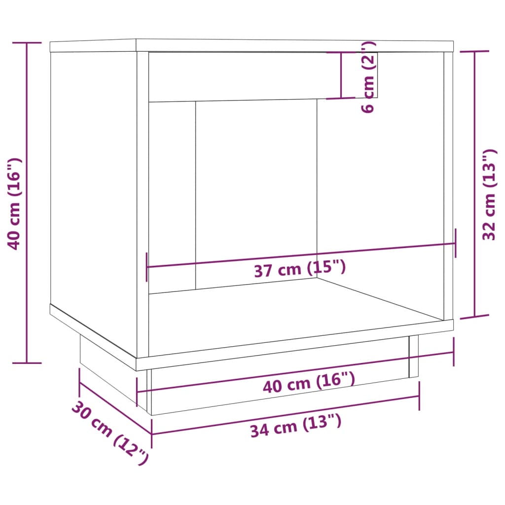 Tables de chevet 2 pcs Noir 40x30x40 cm Bois de pin solide