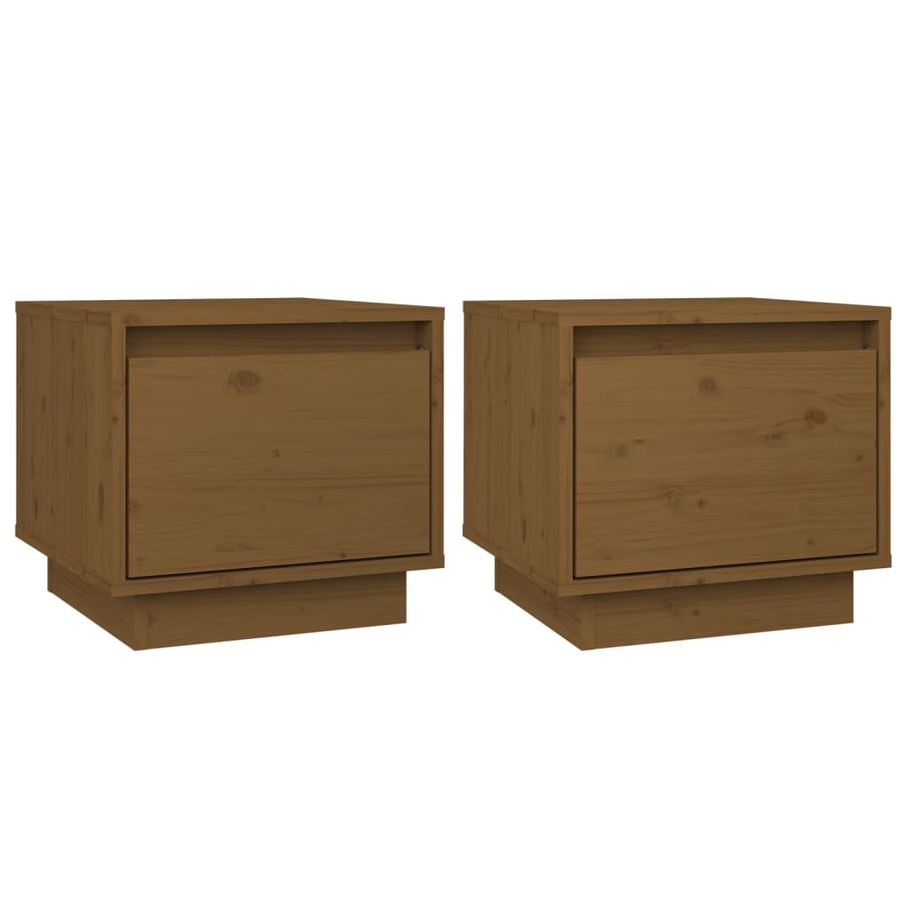 Tables de chevet 2pcs Marron miel 35x34x32cm Bois de pin solide