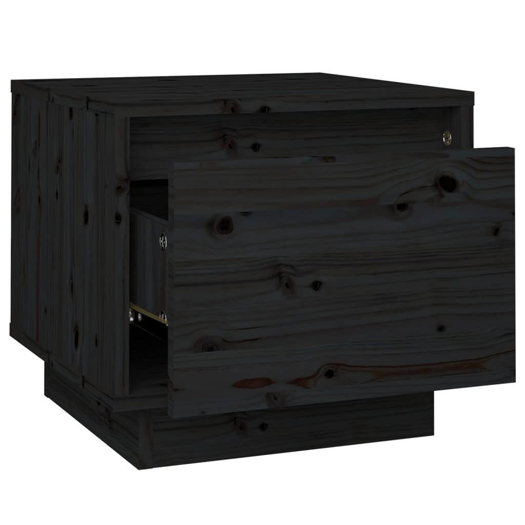 Tables de chevet 2 pcs Noir 35x34x32 cm Bois de pin solide