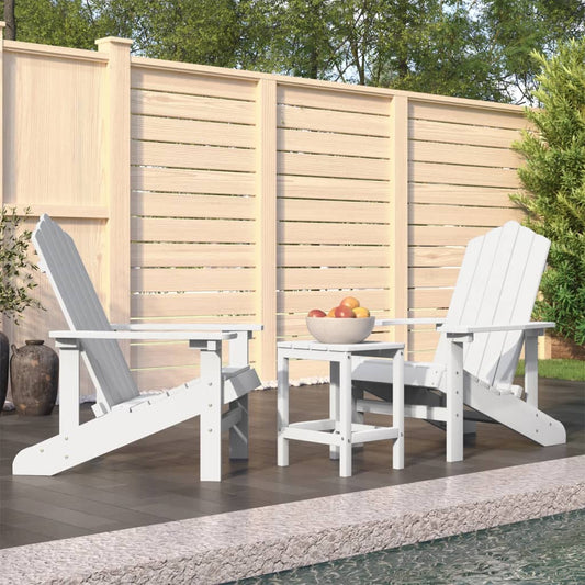 Chaises de jardin Adirondack avec table PEHD Blanc