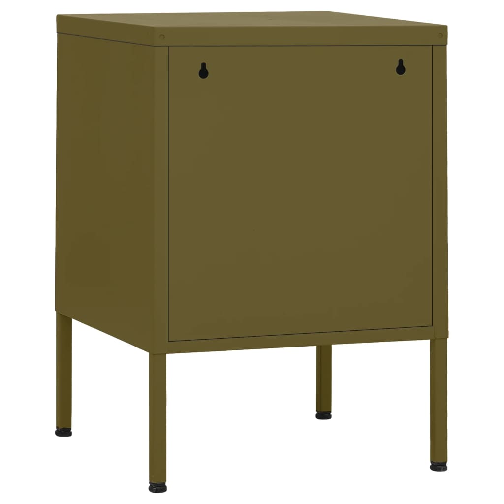 Tables de chevet 2 pcs Vert olive 35x35x51 cm Acier