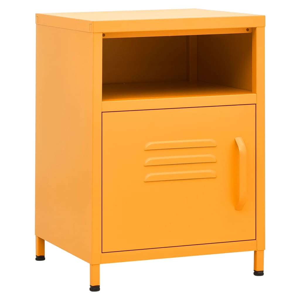 Tables de chevet 2 pcs Jaune moutarde 35x35x51 cm Acier