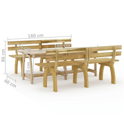 Ensemble à manger de jardin 3 pcs Bois de pin imprégné