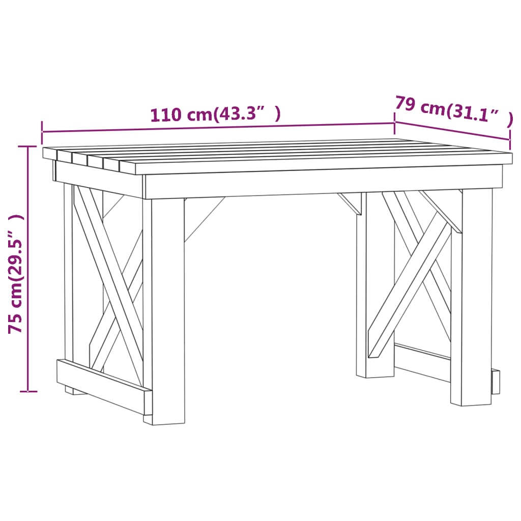 Ensemble à manger de jardin 3 pcs Bois de pin imprégné