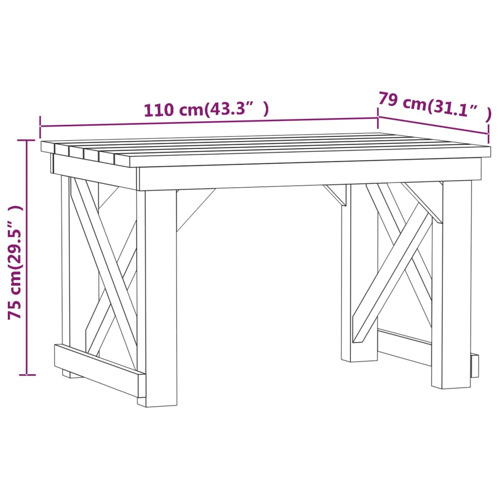 Ensemble à manger de jardin 3 pcs Bois de pin imprégné