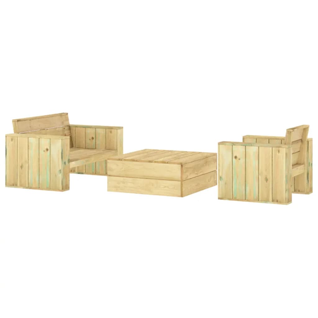 Salon de jardin 3 pcs Bois massif de pin imprégné