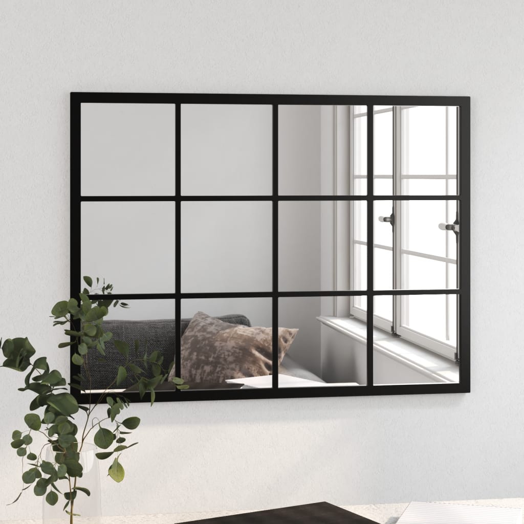 Miroir mural noir 80x60 cm métal