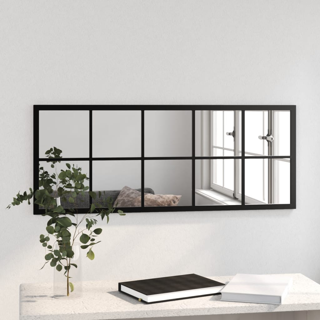 Miroir mural noir 100x40 cm métal