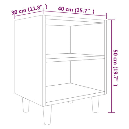 Table de chevet avec pieds en bois massif Chêne fumé 40x30x50cm