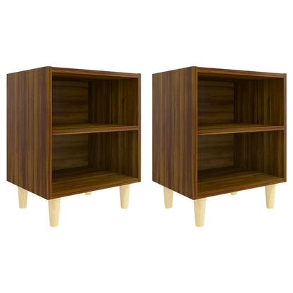 Tables de chevet pieds en bois 2 pcs Chêne marron 40x30x50 cm