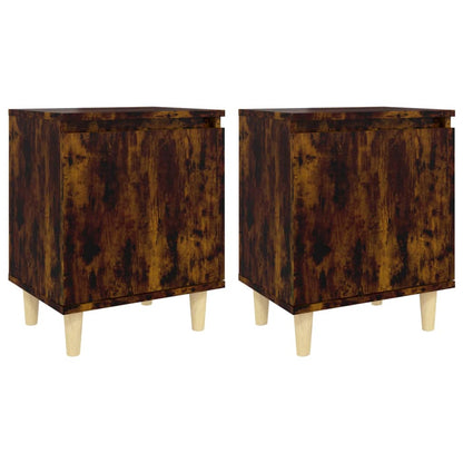 Tables de chevet et pieds en bois 2 pcs Chêne fumé 40x30x50 cm