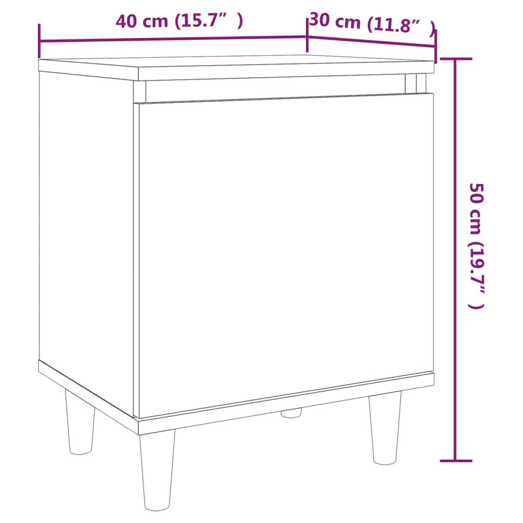 Tables de chevet pieds en bois 2 pcs Chêne marron 40x30x50 cm