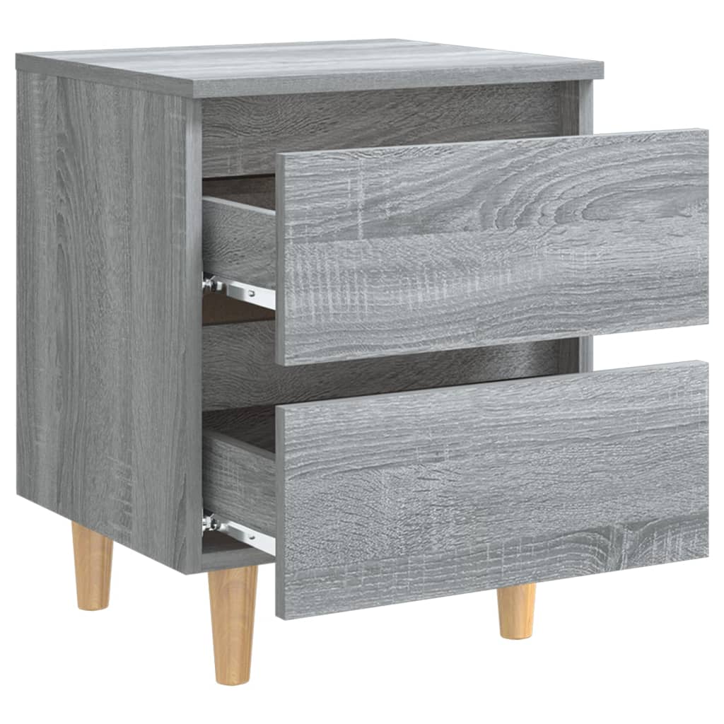 Tables de chevet pieds en bois 2 pcs Sonoma gris 40x35x50 cm