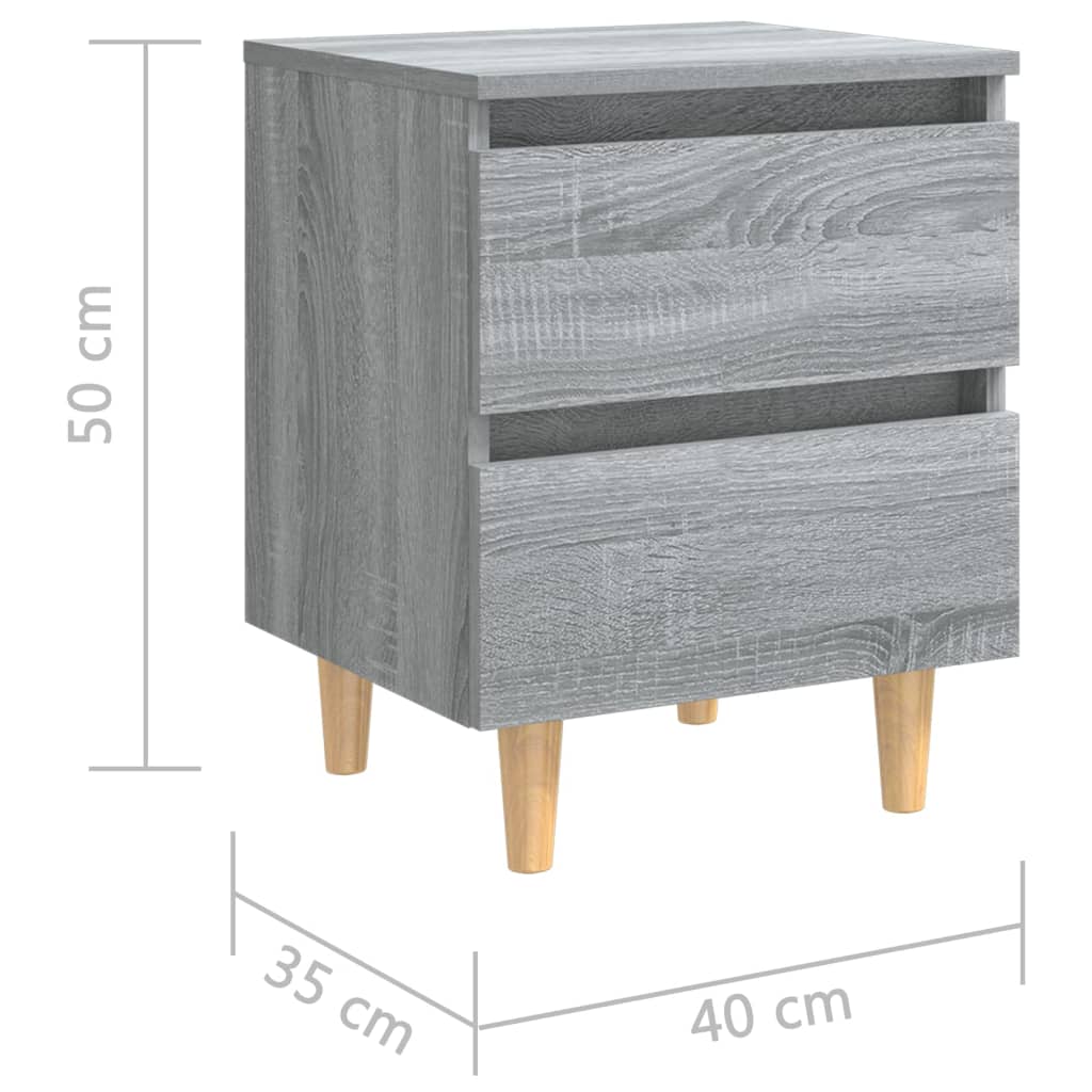 Tables de chevet pieds en bois 2 pcs Sonoma gris 40x35x50 cm