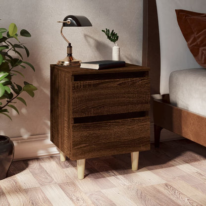 Table de chevet avec pieds en bois Chêne marron 40x35x50 cm