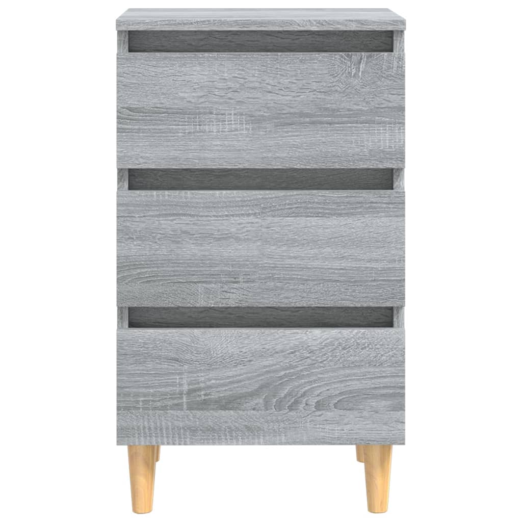 Tables de chevet pieds en bois 2 pcs Sonoma gris 40x35x69 cm