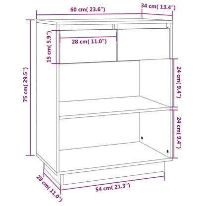 Armoire console Marron miel 60x34x75 cm Bois de pin solide