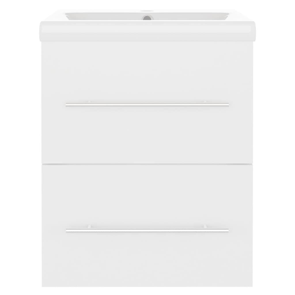 Armoire d'évier avec lavabo intégré Blanc Aggloméré