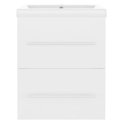 Armoire d'évier avec lavabo intégré Blanc Aggloméré