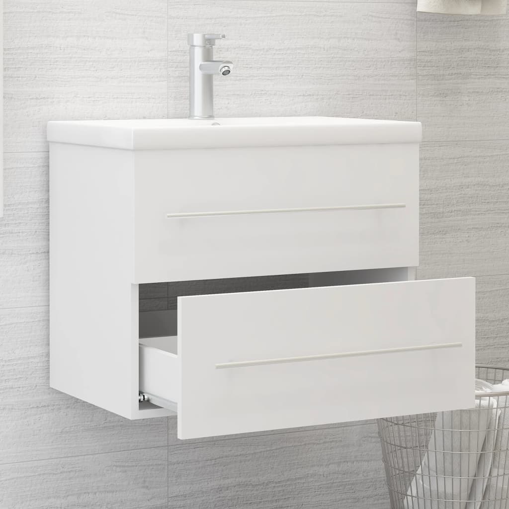 Armoire d'évier avec lavabo intégré Blanc Aggloméré