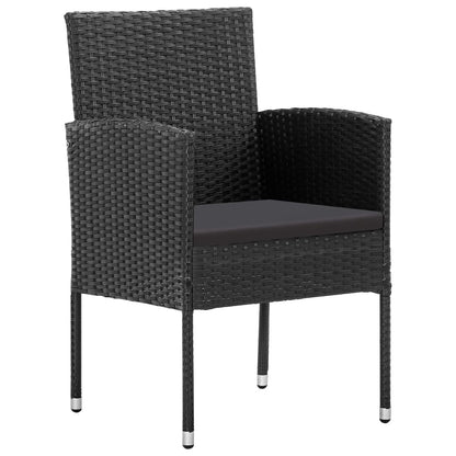 Chaises de jardin avec coussins noir lot de 2 résine tressée