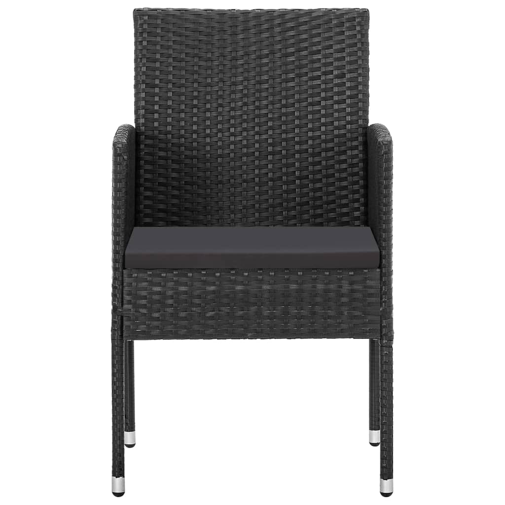 Chaises de jardin avec coussins noir lot de 2 résine tressée