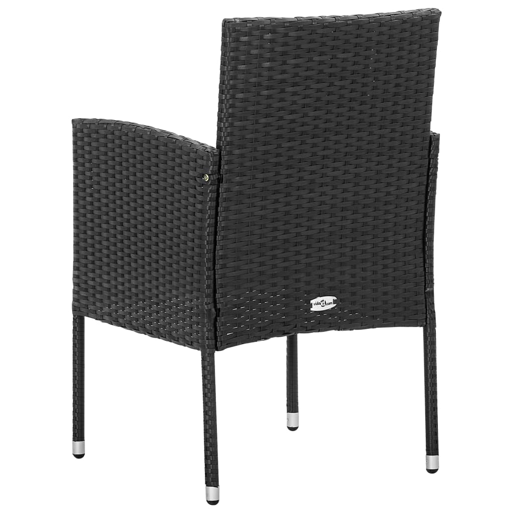 Chaises de jardin avec coussins noir lot de 2 résine tressée