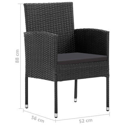 Chaises de jardin avec coussins noir lot de 2 résine tressée