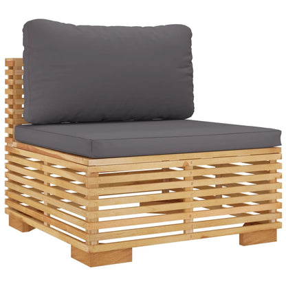 Salon de jardin 3 pcs avec coussins Bois de teck solide