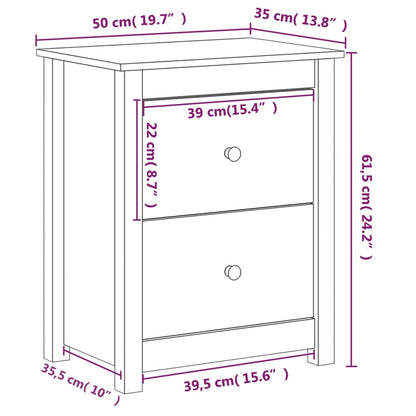 Table de chevet Marron miel 50x35x61,5 cm Bois de pin massif