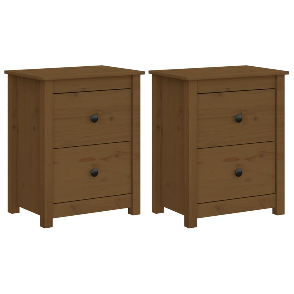 Tables de chevet 2pcs Marron miel 50x35x61,5 cm Bois pin massif