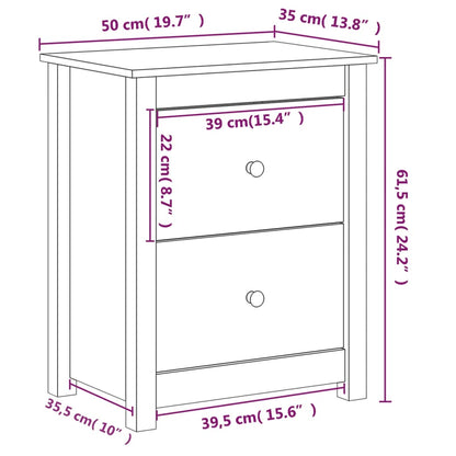 Tables de chevet 2pcs Marron miel 50x35x61,5 cm Bois pin massif