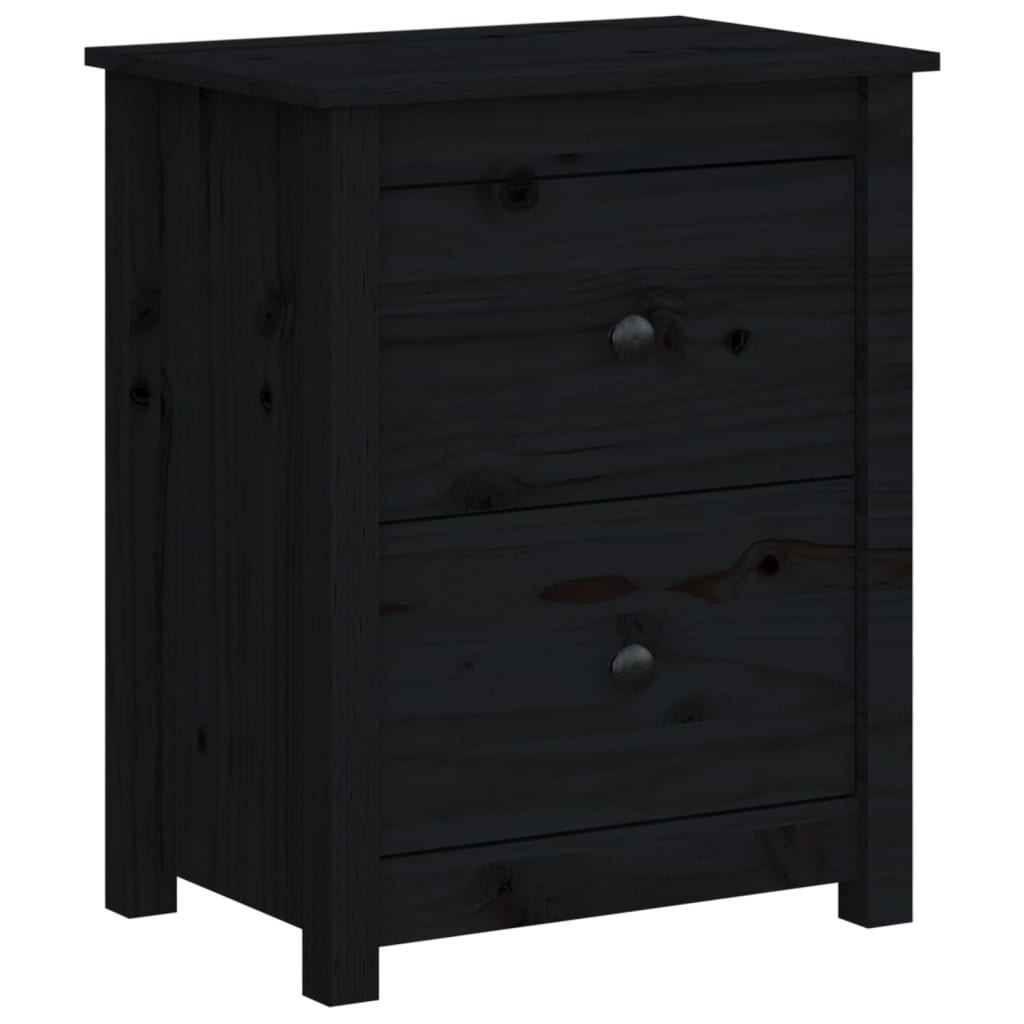 Table de chevet Noir 50x35x61,5 cm Bois de pin massif