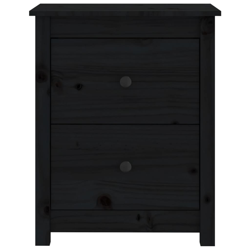 Table de chevet Noir 50x35x61,5 cm Bois de pin massif