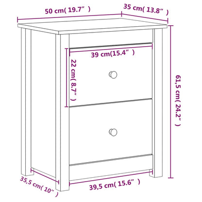 Tables de chevet 2 pcs Noir 50x35x61,5 cm Bois de pin massif