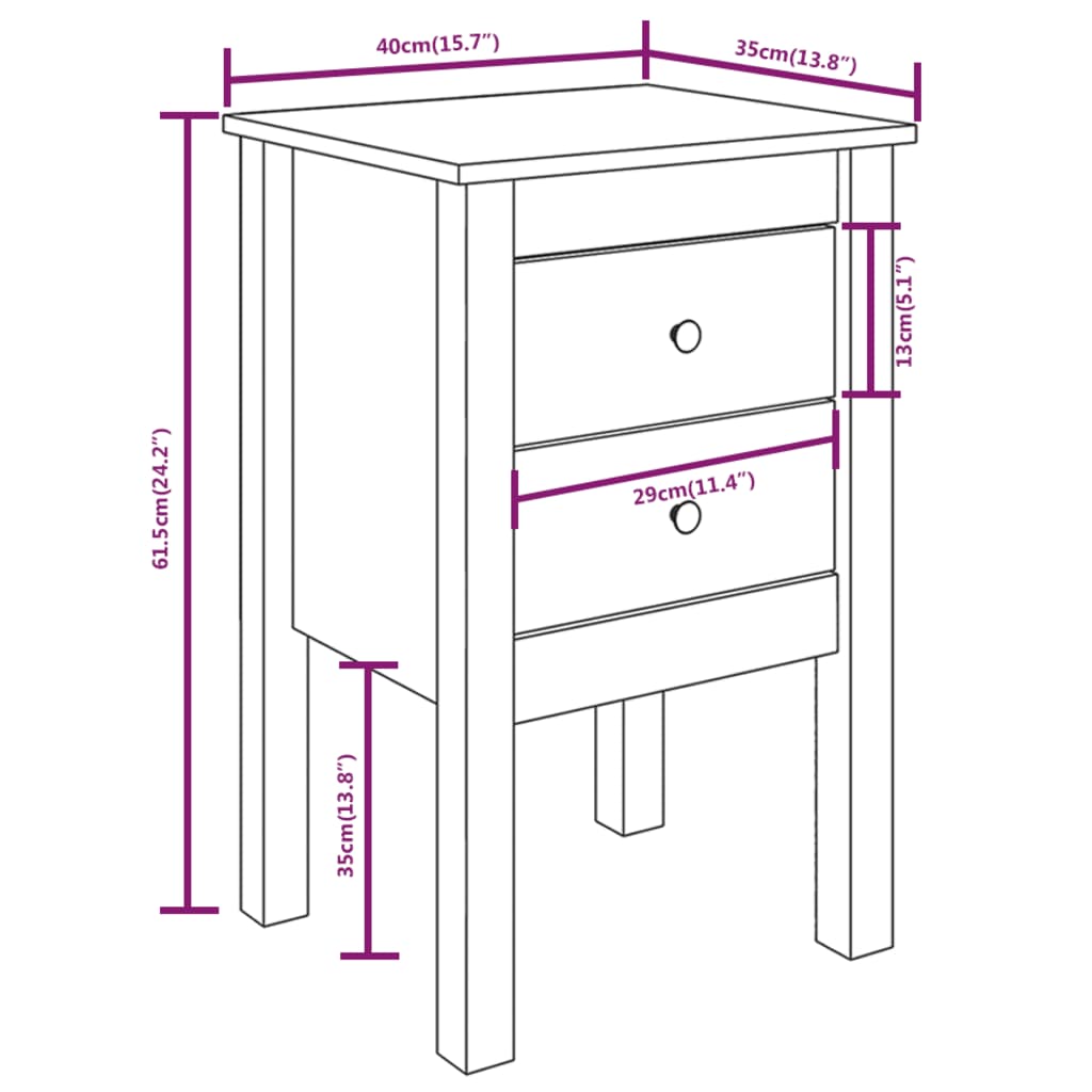 Table de chevet 40x35x61,5 cm Bois de pin massif