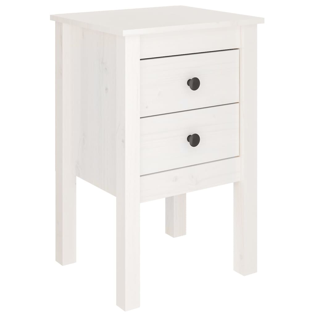 Table de chevet Blanc 40x35x61,5 cm Bois de pin massif