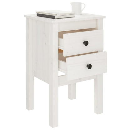 Table de chevet Blanc 40x35x61,5 cm Bois de pin massif