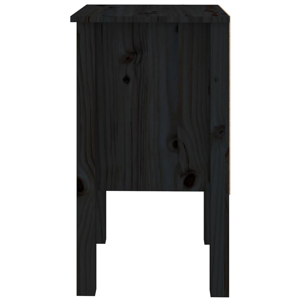 Table de chevet Noir 40x35x61,5 cm Bois de pin massif