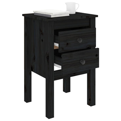 Tables de chevet 2 pcs Noir 40x35x61,5 cm Bois de pin massif