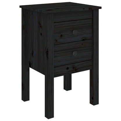 Tables de chevet 2 pcs Noir 40x35x61,5 cm Bois de pin massif