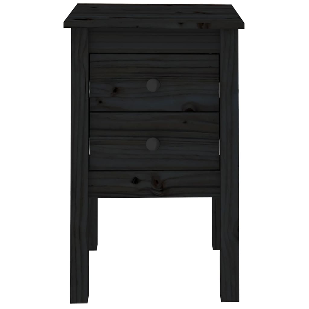 Tables de chevet 2 pcs Noir 40x35x61,5 cm Bois de pin massif