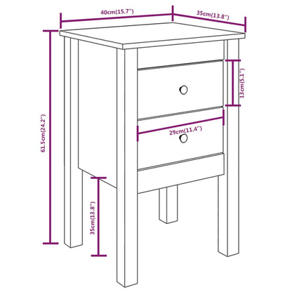 Tables de chevet 2 pcs Noir 40x35x61,5 cm Bois de pin massif