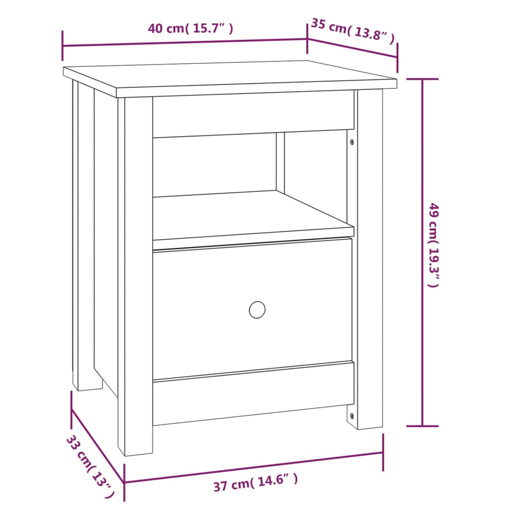 Table de chevet Blanc 40x35x49 cm Bois de pin massif