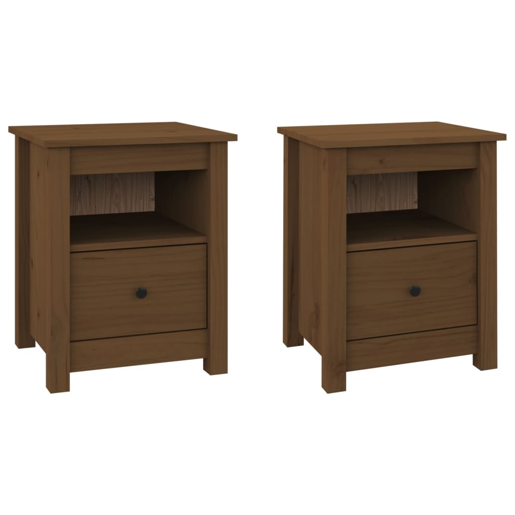 Tables de chevet 2pcs Marron miel 40x35x49cm Bois de pin massif