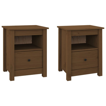 Tables de chevet 2pcs Marron miel 40x35x49cm Bois de pin massif